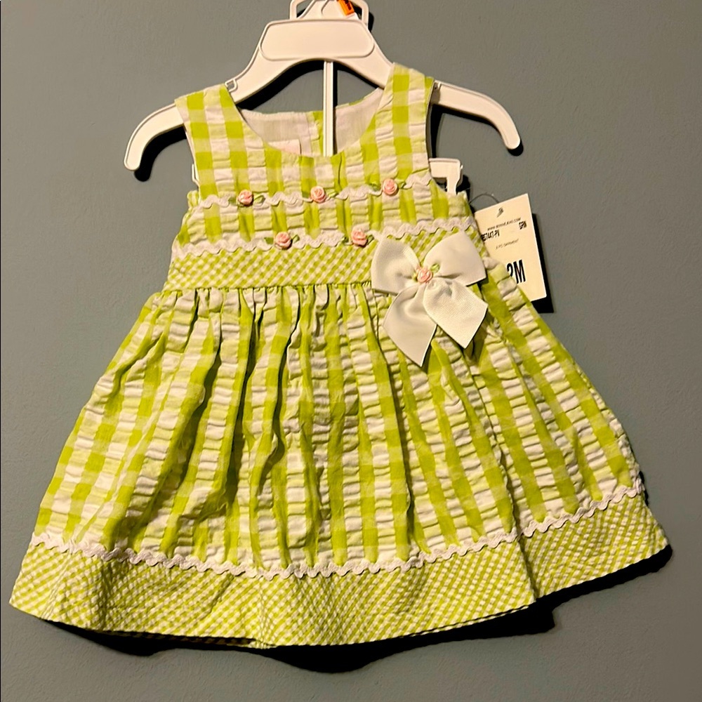Bonnie Baby Green and White Checkered Dress